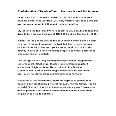 Louise Casey speech CHYPS Convention 2012