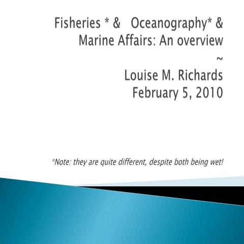 Fisheries & Oceanography & Marine Affairs: An overview