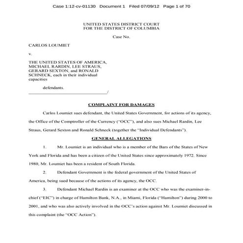 Loumiet OCC complaint | PDF