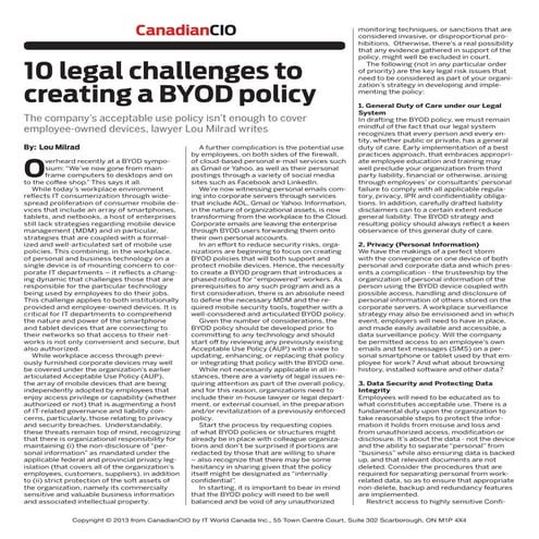 10 Legal Challenges in Creating a BYOD Policy - Lou Milrad