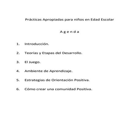 PRACTICAS APROPIADAS PARA ESCOLARES