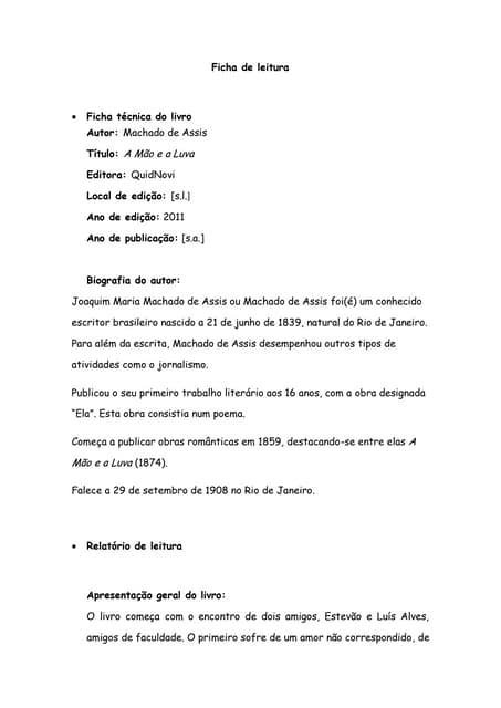 Ficha De Leitura Lourenço - 