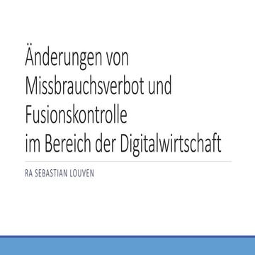 Sebastian Louven - Arbeitstagung Studienvereinigung Kartellrecht