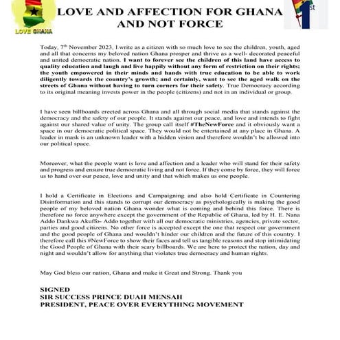 LOVE AND AFFECTION FOR GHANA AND NOT FORCE- PEACE OVER EVERYTHING- PRINCE DUAH MENSAH.pdf
