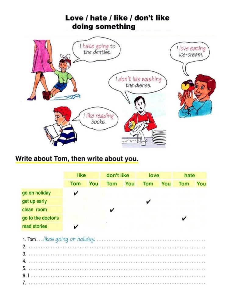Exercice Anglais 6eme I Like I Don T Like