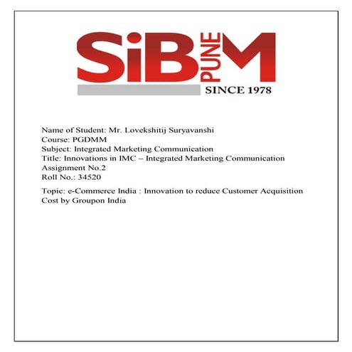 Innovation in Integrated Marketing Communication (IMC) - Groupon India