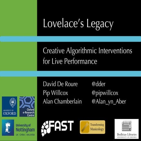 Lovelace’s Legacy: Creative Algorithmic Interventions for Live Performance