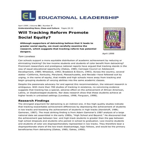  Loveless report on tracking reform