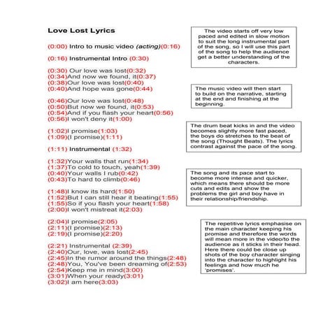 Love Lost Lyric Breakdown