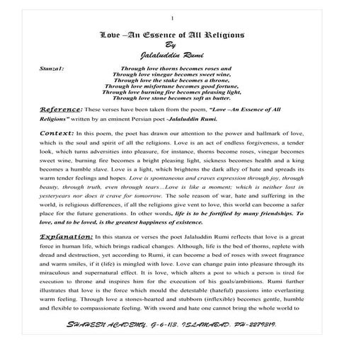 Love-An Essence of All Religions