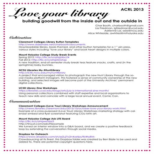 Love your library handout ACRL2012