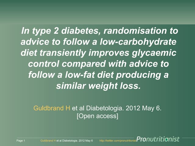 Low carb diet in diabetes, 2 year r...