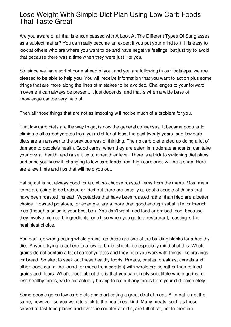 Lose Weight With Simple Diet Plan Using Low Carb Foods That Taste Gre 