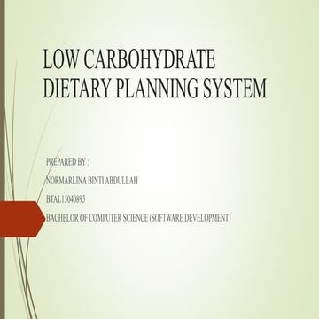 Low carbohydrate dietary planning system
