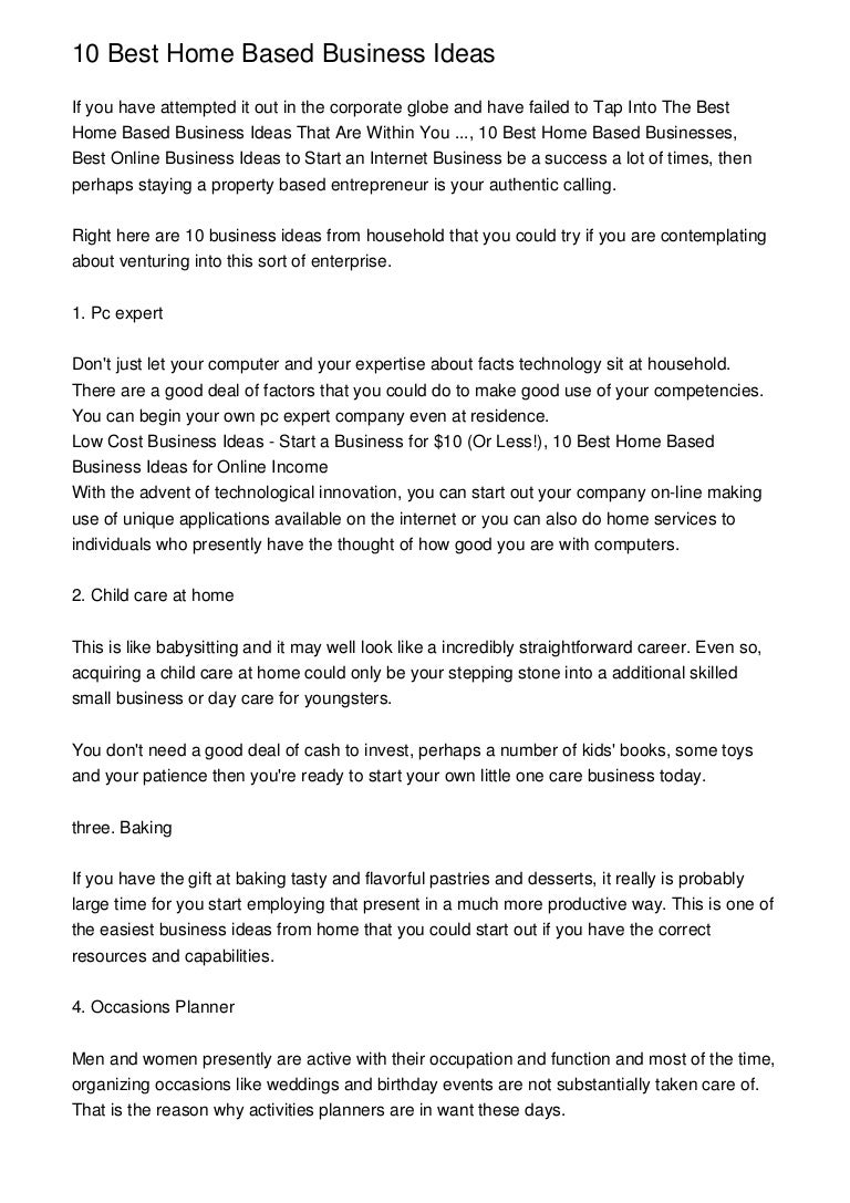 10 best home based business ideas