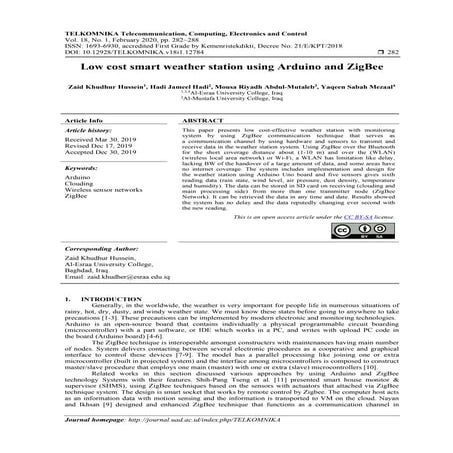 Low cost smart weather station using arduino and zig bee