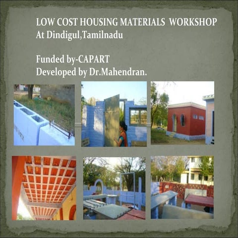 COST EFFECTIVE/ENVIRONMENT FRIENDLY technologies  at Dindigul workshop,Tamiln...