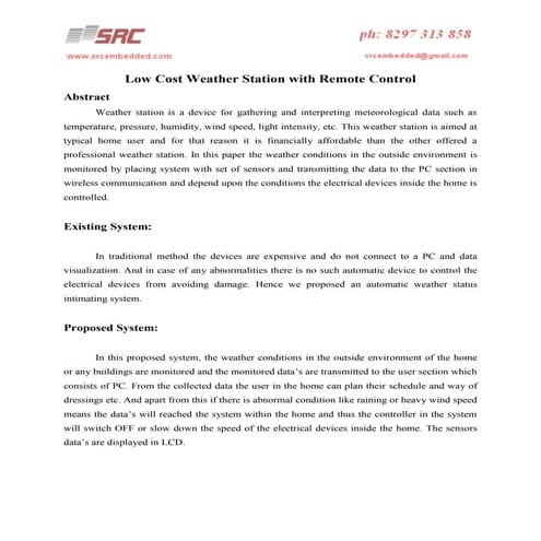 Low cost weather station with remote control