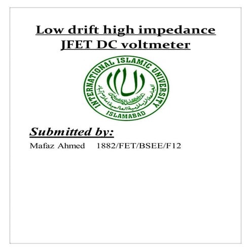 Low drift high impedance jfet dc voltmeter