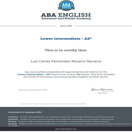 English Lower intermediate (A2) | PDF