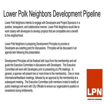 Lower Polk Neighbors Development Pipeline 2016