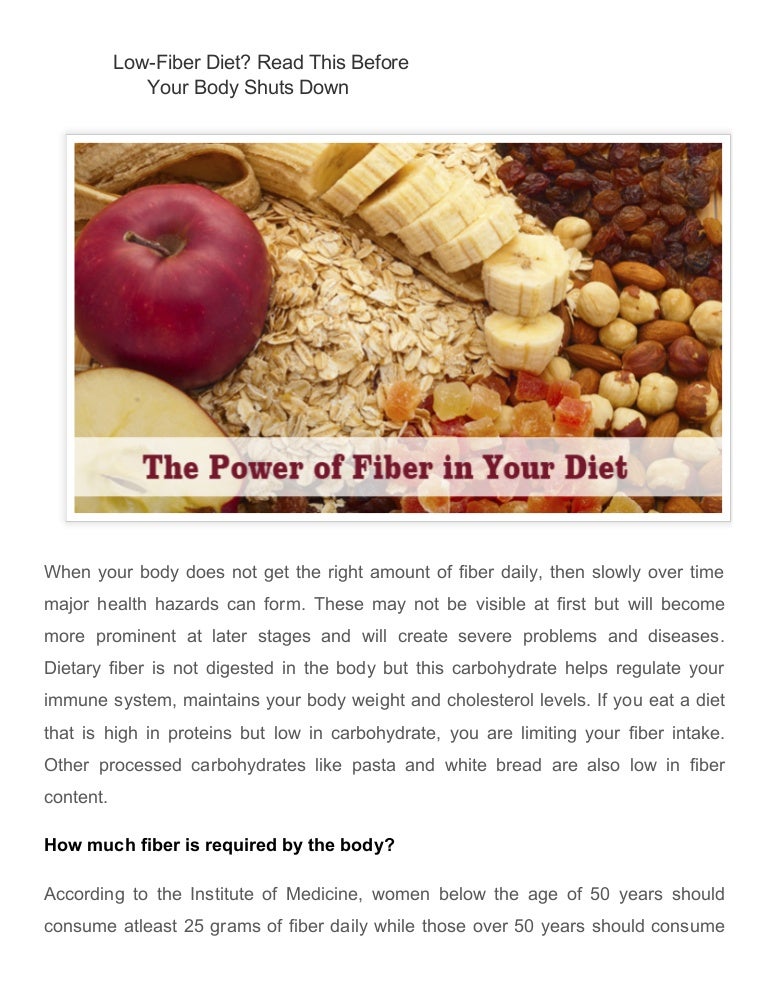 Low fiber diet read this before your body shuts down