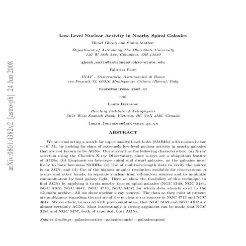 Low level nuclear_activity_in_nearby_spiral_galaxies