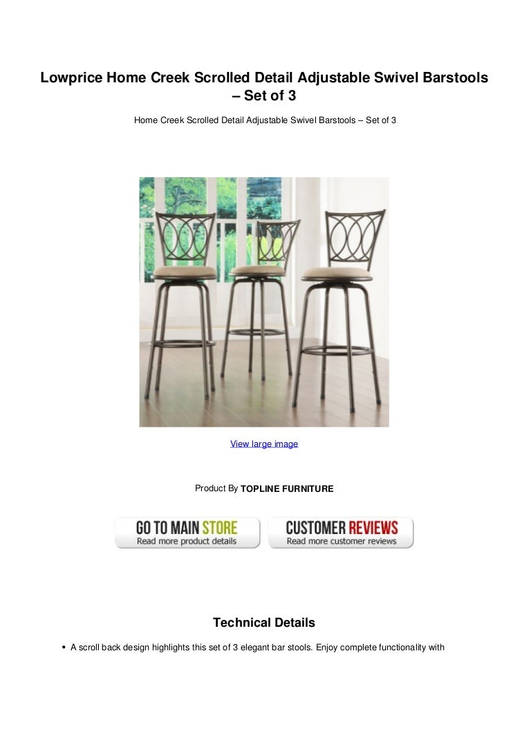 Lowprice Home Creek Scrolled Detail Adjustable Swivel Barstools Set