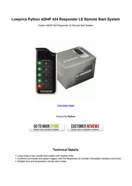 Lowprice python 4204 p 424 responder le remote start system | PDF
