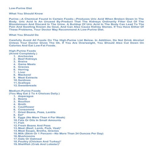 Low purine diet By Aneek Gupta