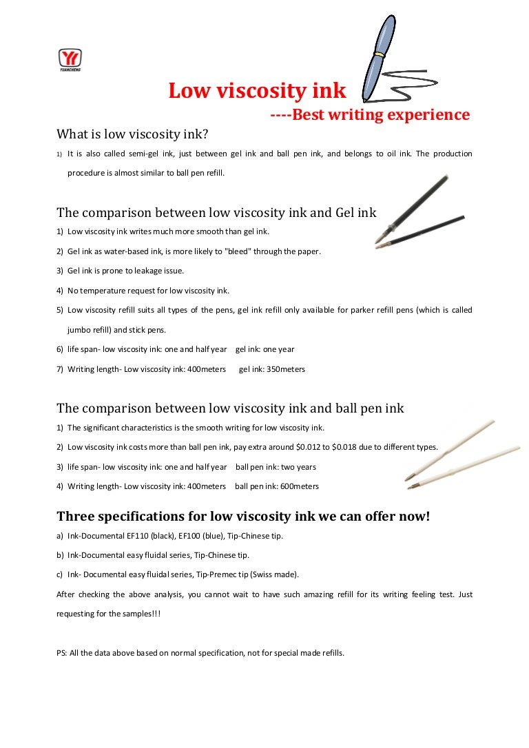 Low viscosity ink
