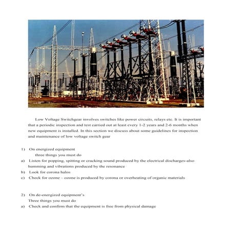 Low voltage switch gear matiance tips