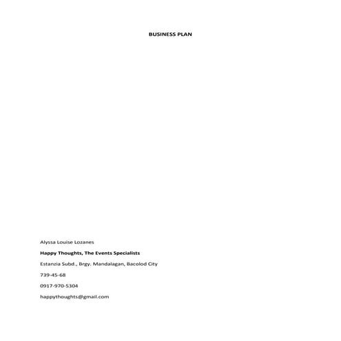 An events organizing business plan