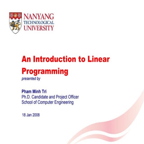 An Introduction to Linear Programming | PPT