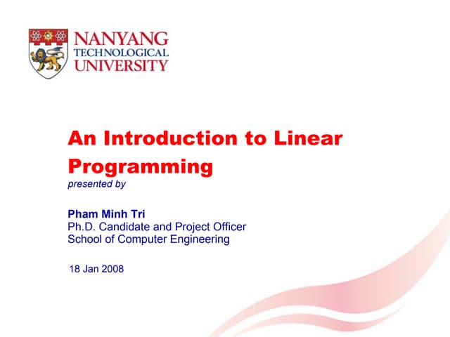 An Introduction to Linear Programming