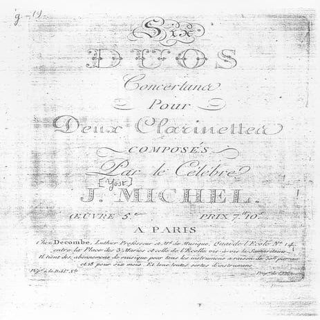 Michel Yost; Dúo para dos clarinetes