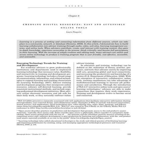 Chapter 9 - Emerging Digital Resources: Easy and Accessible Online Tools
