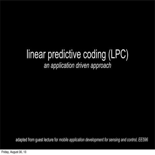 Applications and Derivation of Linear Predictive Coding | PDF | Digital ...