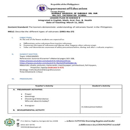 Science 9 Lesson Plan