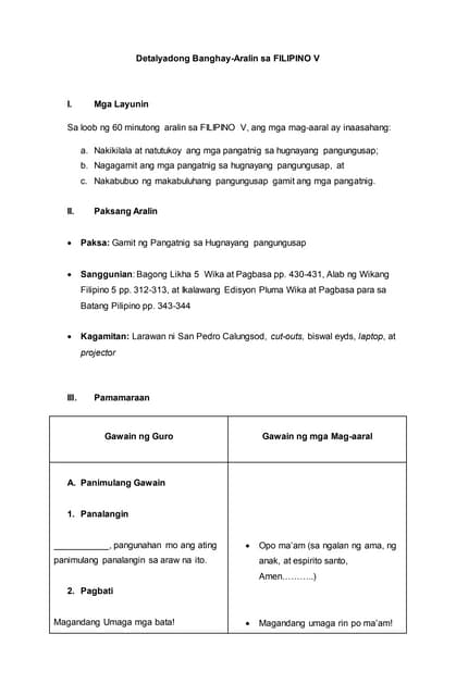 Detalyadong Banghay Aralin Sa Filipino V PDF detalyadong-banghay-aralin-sa-filipino-v-pdf