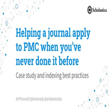 Helping a journal apply to PMC when you’ve never done it before