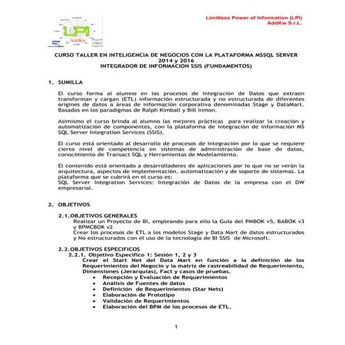 Taller de integración de Datos con SQL Server 2014 Integration Services SSIS
