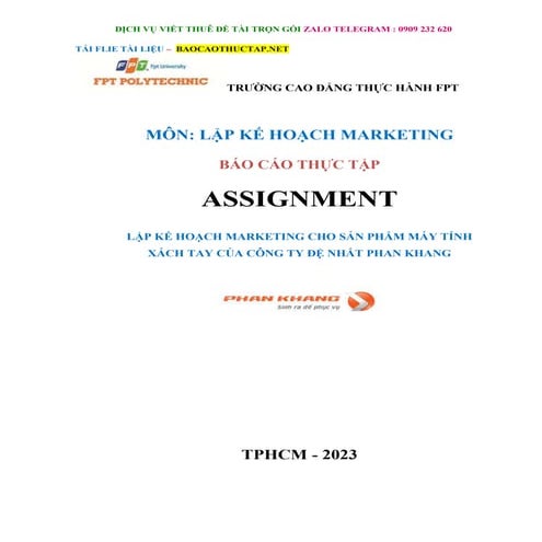 Lập Kế Hoạch Marketing Cho Sản Phẩm Máy Tính Xách Tay Của Công Ty