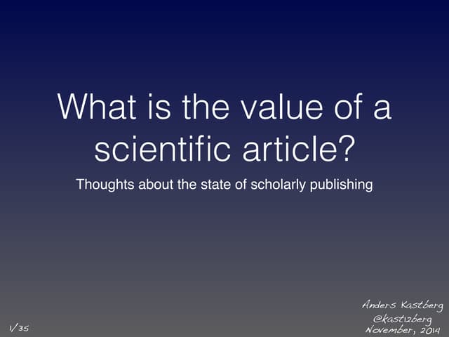 What is the value of a scientific article?