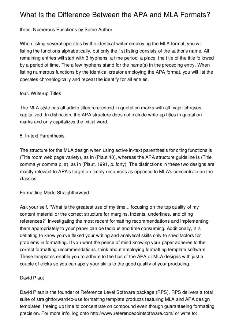 what is the difference between the apa and mla formats what is apa formatt