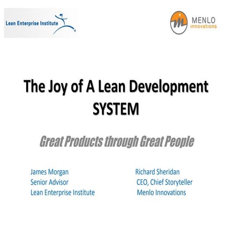 The JOY of a Lean Development SYSTEM
