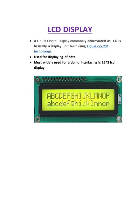 Arduino lcd display | PDF