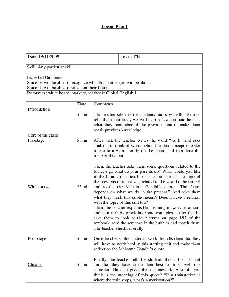 Lesson Plans - Second Unit