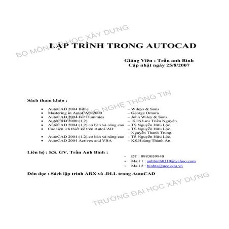 LẬP TRÌNH TRONG AUTOCAD