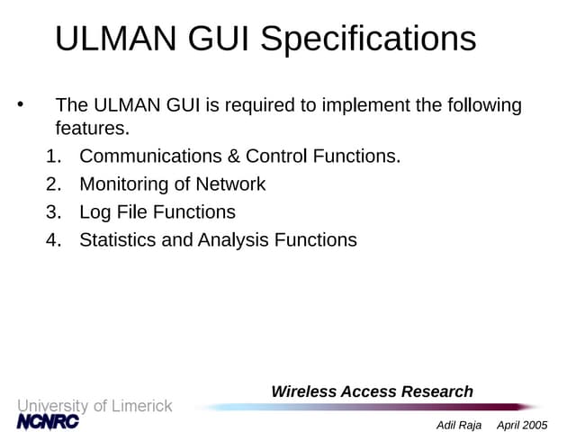 ULMAN GUI Specifications